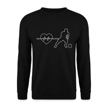 Fußball Herzschlag - Unisex Pullover - Schwarz - Vorne - Alina (178cm) & Michal (187cm)