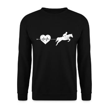 Pferd Herzschlag - Unisex Pullover - Schwarz - Vorne - Alina (178cm) & Michal (187cm)