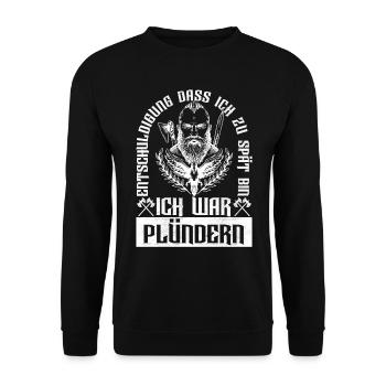 Wikinger Nordische Mythologie - Unisex Pullover - Schwarz - Vorne - Alina (178cm) & Michal (187cm)