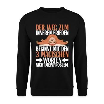 Yoga Faultier - Unisex Pullover - Schwarz - Vorne - Alina (178cm) & Michal (187cm)