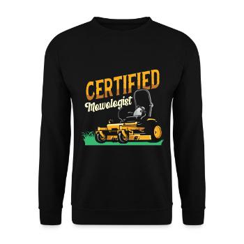 Certified Mowologist Lawn Mower - Unisex Sweatshirt - black - Front - Alina (178cm) & Michal (187cm)