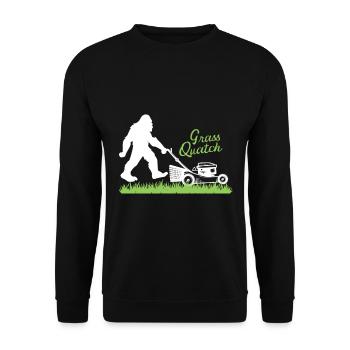 Grassquatch Lawn Mower Landscape Gardeners Bigfoot - Unisex Sweatshirt - black - Front - Alina (178cm) & Michal (187cm)