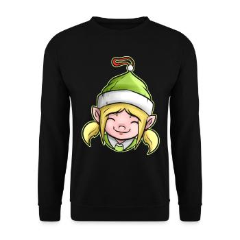 Kawaii Xmas Christmas Tree Ball Globe Female Elf - Unisex Sweatshirt - black - Front - Alina (178cm) & Michal (187cm)