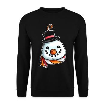 Kawaii Xmas Christmas Tree Ball Globe Snowman - Unisex Pullover - Schwarz - Vorne - Alina (178cm) & Michal (187cm)