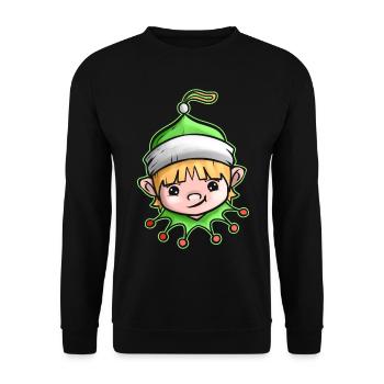 Kawaii Xmas Christmas Tree Ball Globe Kawaii Elf - Unisex Sweatshirt - black - Front - Alina (178cm) & Michal (187cm)