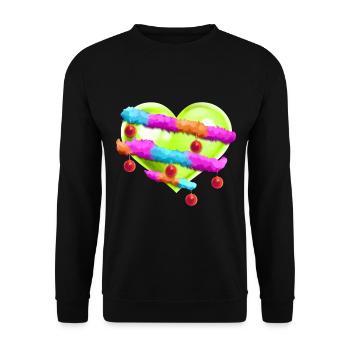 Green Heart With Garland And Christmas Tree Balls - Unisex Sweatshirt - black - Front - Alina (178cm) & Michal (187cm)