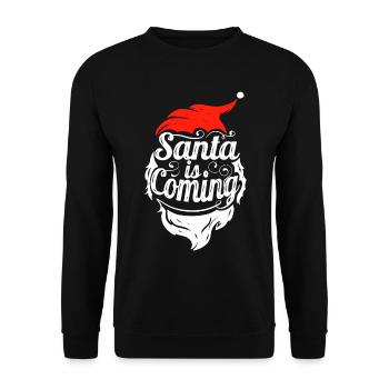 Santa Is Coming Santas Hat And Beard Christmas - Unisex Pullover - Schwarz - Vorne - Alina (178cm) & Michal (187cm)