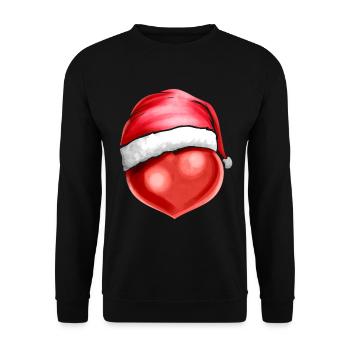 Heart With Santas Hat On Christmas - Unisex Pullover - Schwarz - Vorne - Alina (178cm) & Michal (187cm)