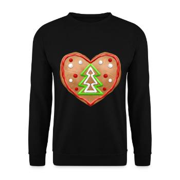 Gingerbread Heart With Christmas Tree For - Unisex Pullover - Schwarz - Vorne - Alina (178cm) & Michal (187cm)