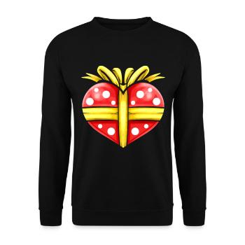 Cœur enveloppé dans du papier cadeau avec ruban pour - Sweat-shirt Unisexe - noir - Devant - Alina (178cm) & Michal (187cm)