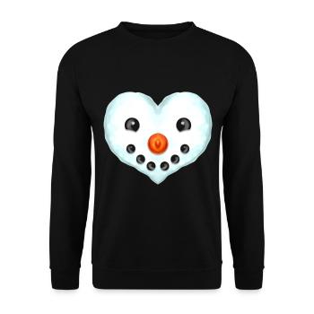 Heart Shaped Snowman Face For Christmas - Unisex Sweatshirt - black - Front - Alina (178cm) & Michal (187cm)