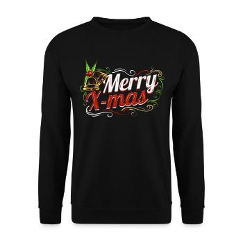 Mistletoe Bells Ornaments Logo For A Merry - Unisex Pullover - Schwarz - Vorne - Alina (178cm) & Michal (187cm)