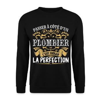 Le Meilleur Plombier | Plombier à la perfection - Sweat-shirt Unisexe - noir - Devant - Alina (178cm) & Michal (187cm)