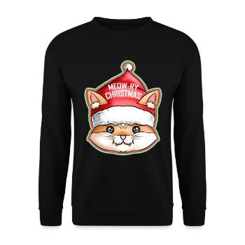 Kawaii Cat Santas Hat Miaou de Noël - Sweat-shirt Unisexe - noir - Devant - Alina (178cm) & Michal (187cm)