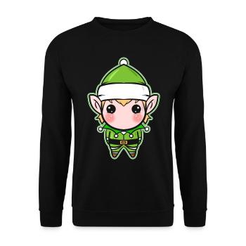 Xmas Christmas Tree Ball Globe Kawaii Elf - Unisex Sweatshirt - black - Front - Alina (178cm) & Michal (187cm)