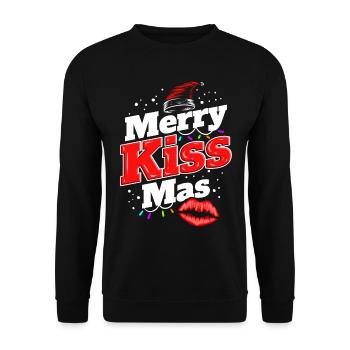 Merry Kiss-mas Kissing On Christmas - Unisex Pullover - Schwarz - Vorne - Alina (178cm) & Michal (187cm)