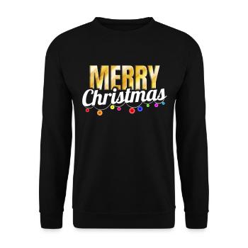 Light Chain Decorated Merry Christmas - Unisex Pullover - Schwarz - Vorne - Alina (178cm) & Michal (187cm)