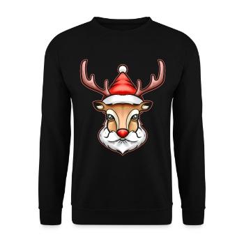 Rudolph the Reindeer dressed as Santa On Christmas - Unisex Sweatshirt - black - Front - Alina (178cm) & Michal (187cm)