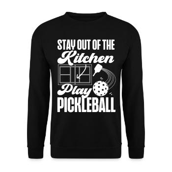 Pickleball Restez en dehors de la cuisine - Sweat-shirt Unisexe - noir - Devant - Alina (178cm) & Michal (187cm)