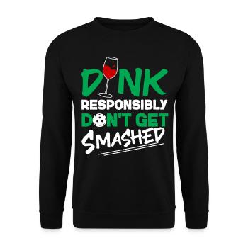 Pickleball Pun Wine Dink - Unisex Sweatshirt - black - Front - Alina (178cm) & Michal (187cm)