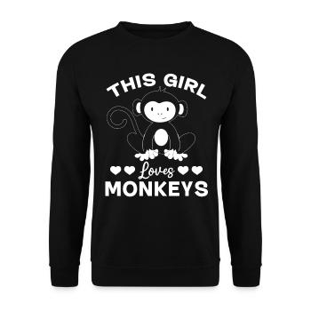Orangutan Monkey Lover - This Girl loves Monkeys - Unisex Sweatshirt - black - Front - Alina (178cm) & Michal (187cm)