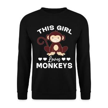 This Girl loves Monkeys - Orangutan Monkey Lover - Unisex Sweatshirt - black - Front - Alina (178cm) & Michal (187cm)