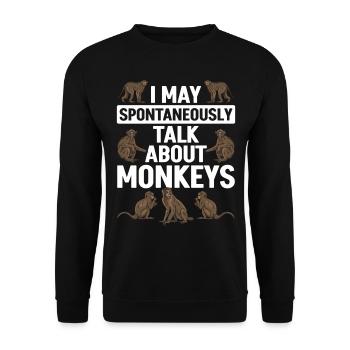 I may spontaneously talk about Monkeys - Orangutan - Unisex Pullover - Schwarz - Vorne - Alina (178cm) & Michal (187cm)