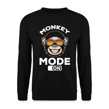Chimpanzee Orangutan Monkey Mode On - Funny Monkey - Unisex Pullover - Schwarz - Vorne - Alina (178cm) & Michal (187cm)