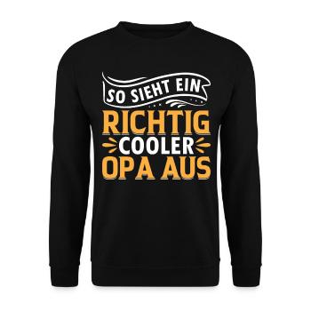 Großvater Cooler Opa - So Sieht Ein Richtig Cooler - Unisex Pullover - Schwarz - Vorne - Alina (178cm) & Michal (187cm)
