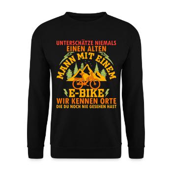 eBike Mountainbike Fahrradfahrer E-Bike Fahrrad Ra - Unisex Pullover - Schwarz - Vorne - Alina (178cm) & Michal (187cm)