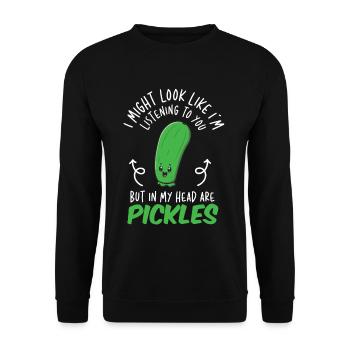 I might look like in Listening To You Pickles - Unisex Sweatshirt - black - Front - Alina (178cm) & Michal (187cm)