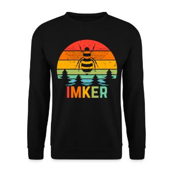 Retro Imker Honig Biene Imkerei - Honig Bienen Imk - Unisex Pullover - Schwarz - Vorne - Alina (178cm) & Michal (187cm)