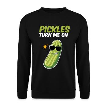 Pickles Turn Me On - Unisex Pullover - Schwarz - Vorne - Alina (178cm) & Michal (187cm)