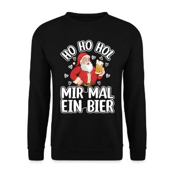 Ho Ho Hol Mir Mal Ein Bier - Lustiger Weihnachtsma - Unisex Pullover - Schwarz - Vorne - Alina (178cm) & Michal (187cm)