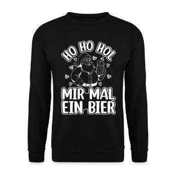Ho Ho Hol Mir Mal Ein Bier - Weihnachtsmann - Unisex Pullover - Schwarz - Vorne - Alina (178cm) & Michal (187cm)
