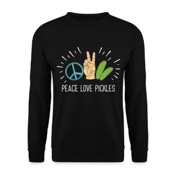 Peace Love Pickles - Unisex Pullover - Schwarz - Vorne - Alina (178cm) & Michal (187cm)