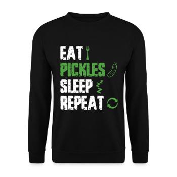 Eat Pickles Sleep Repeat - Unisex Pullover - Schwarz - Vorne - Alina (178cm) & Michal (187cm)
