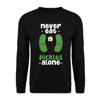 Never Eat Pickles Alone - Unisex Sweatshirt - black - Front - Alina (178cm) & Michal (187cm)