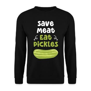 Save Meat Eat Pickles - Unisex Pullover - Schwarz - Vorne - Alina (178cm) & Michal (187cm)