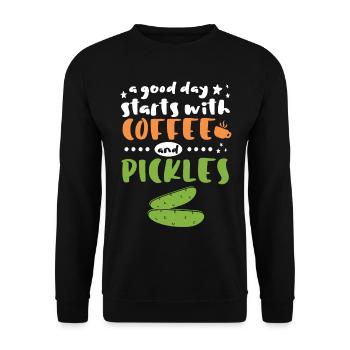 Commence par du café et des cornichons - Sweat-shirt Unisexe - noir - Devant - Alina (178cm) & Michal (187cm)