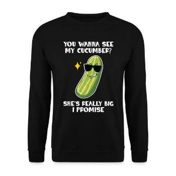Tu veux voir mon concombre Elle est vraiment grande - Sweat-shirt Unisexe - noir - Devant - Alina (178cm) & Michal (187cm)