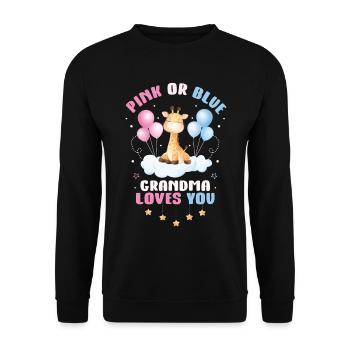 Pink Or Blue Grandma Loves You - Unisex Sweatshirt - black - Front - Alina (178cm) & Michal (187cm)