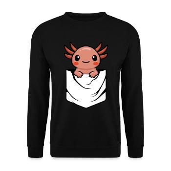 Anime Axlotl - Unisex Sweatshirt - black - Front - Alina (178cm) & Michal (187cm)