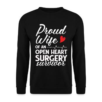 Fière épouse d’un survivant de la sugérie à cœur ouvert - Sweat-shirt Unisexe - noir - Devant - Alina (178cm) & Michal (187cm)