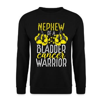 Nephew Bladder Cancer Awareness Aunt Uncle - Unisex Pullover - Schwarz - Vorne - Alina (178cm) & Michal (187cm)