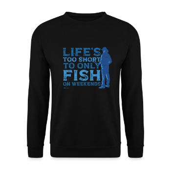 Die Kurzen Fischwochenenden Des Lebens Rod Fisher - Unisex Pullover - Schwarz - Vorne - Alina (178cm) & Michal (187cm)
