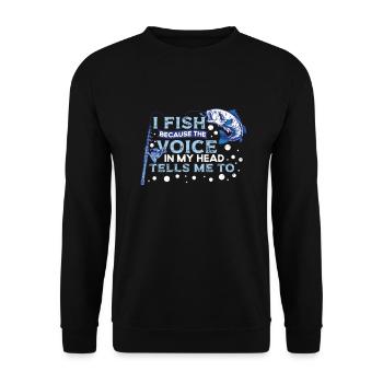 Ich Fische Ruten-fischer-fisch-fischer-lustiges - Unisex Pullover - Schwarz - Vorne - Alina (178cm) & Michal (187cm)