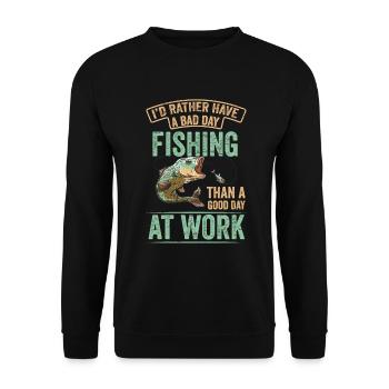 Ich Würde Lieber Angelrute Fisher Fish Fisherman - Unisex Pullover - Schwarz - Vorne - Alina (178cm) & Michal (187cm)