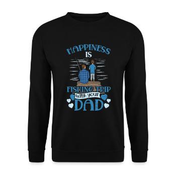 Happiness is fishing trip Fisher Fish Fisherman - Unisex Sweatshirt - black - Front - Alina (178cm) & Michal (187cm)