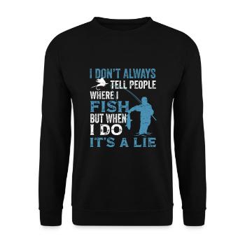 Wo Ich Fische Rod Fisher Fish Fisherman Funny - Unisex Pullover - Schwarz - Vorne - Alina (178cm) & Michal (187cm)